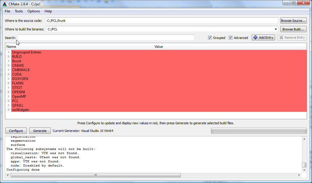 CMake groupped and advanced variables