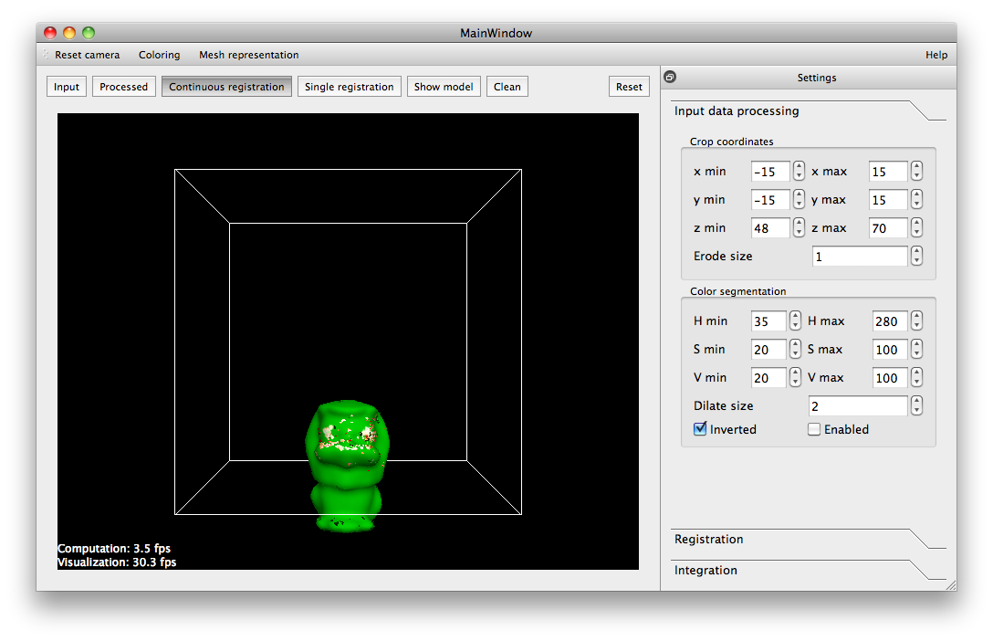 Disabled color segmentation.
