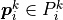 \boldsymbol{p}^k_i \in P^k_i