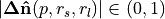 |\mathbf{\Delta}\mathbf{\hat{n}}(p, r_s, r_l)| \in (0,1)