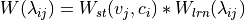 W(\lambda_{ij})=W_{st}(v_j,c_i) * W_{lrn}(\lambda_{ij})